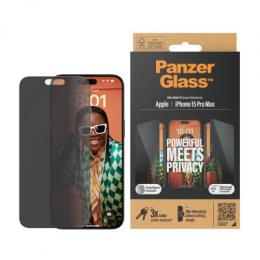 PanzerGlass™ Privacy Displayschutz iPhone 15 Pro Max Ultra-Wide Fit m. EasyAligner