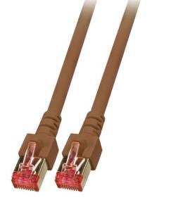 Patchkabel RJ45, S/FTP, Cat.6, LSZH, 0.15m, braun