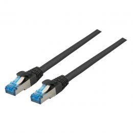 Patchkabel RJ45, S/FTP, Cat.6A, Cat.7 Rohkabel, 0,15m, schwarz