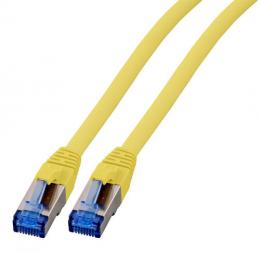 Patchkabel RJ45, S/FTP, Cat.6A, Cat.7 Rohkabel, 0,25m, gelb