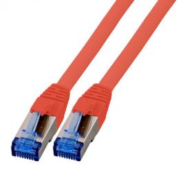 Patchkabel RJ45, S/FTP, Cat.6A, Cat.7 Rohkabel, 10m, rot