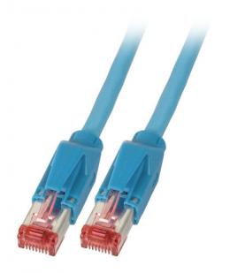 Patchkabel RJ45, S/FTP, Cat.6A, TM21, Leoni-Kerpen F6-90 S/F, 0,5m, blau