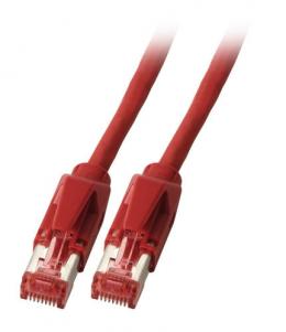 Patchkabel RJ45, S/FTP, Cat.6A, TM21, Leoni-Kerpen F6-90 S/F, 0,5m, rot