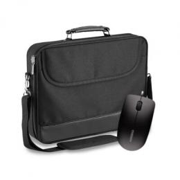 PEDEA Laptoptasche 15,6 Zoll BLACKLINE + CHERRY MC 1000 Maus Notebook Umhängetasche mit Schultergurt, schwarz