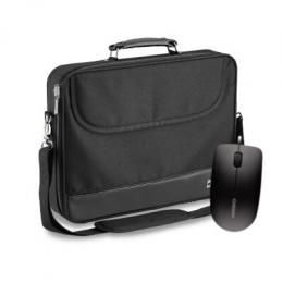 PEDEA Laptoptasche 17,3 Zoll BLACKLINE + CHERRY MC 1000 Maus Notebook Umhängetasche mit Schultergurt, schwarz