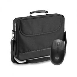 PEDEA Laptoptasche 17,3 Zoll BLACKLINE + Logitech M190 Maus Notebook Umhängetasche mit Schultergurt, schwarz