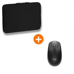Pedea Trend Notebook-Sleeve + Logitech M190 Wireless Mouse [schwarz, bis 39,6cm (15,6