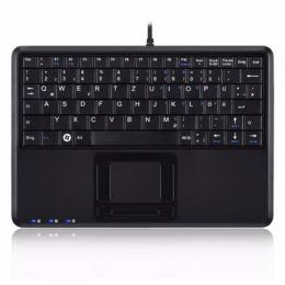 Perixx PERIBOARD-510 H PLUS FR, Mini USB-Tastatur, Touchpad, Hub, schwarz