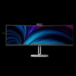 Philips 49B2U6903CH B-Ware 49 Zoll DQHD Curved Monitor, Webcam, Mikrofon, RJ45, höhenverstellbar (5120x1440, HDMI, DisplayPort, USB-C, USB Hub) schwa