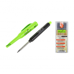 Pica DRY Longlife Automatic Pen Baumarker Tieflochmarker mit Graphitmine + 1 x 10 tlg. Ersatzminen Set Graphit Härte H