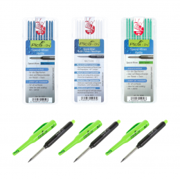 Pica DRY Vorteils Pack 3x Longlife Automatic Pen Tieflochmarker + 30x Spezial Minen Wasserstrahlfest Blau Weiss Grün
