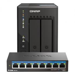 QNAP TS-253E-8G inkl. D-Link DMS-108 Bundle mit 2-Bay NAS und 8-Port Netzwerk-Switch