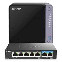 QNAP TS-432X-4G inkl. D-Link DMS-107 Bundle mit 4-Bay NAS und 7-Port Netzwerk-Switch