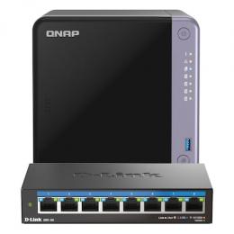 QNAP TS-432X-4G inkl. D-Link DMS-108 Bundle mit 4-Bay NAS und 8-Port Netzwerk-Switch