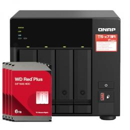 QNAP TS-473A-8G 24TB WD Red Plus NAS-Bundle NAS inkl. 4x 6TB WD Red Plus 3.5 Zoll SATA Festplatte