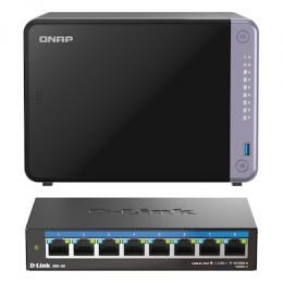 QNAP TS-632X-4G inkl. D-Link DMS-108 Bundle mit 6-Bay NAS und 8-Port Netzwerk-Switch
