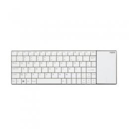 Rapoo E2710, Kabellose Multimedia Tastatur, Edelstahlgehäuse, QWERTZ (deutsches)-Layout - Integriertes Touchpad, weiß
