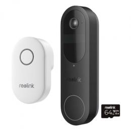 Reolink D340B Video-Türklingel mit Gong inkl. 64GB microSD 4MP 2K (2048x2048), WLAN, IP65-Wetterschutz, Intelligente Erkennung