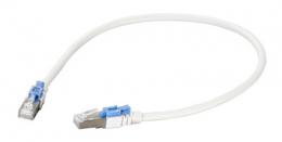 RJ45 Patchkabel S/FTP,Cat.6A, 26AWG BC, LSZH, 2m, weiss, abschliebar (blau)