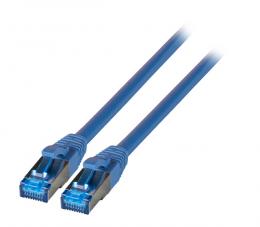 RJ45 Patchkabel S/FTP, Cat.6A, Cat.7, Rohkabel TPE superflex, 0,25m, blau