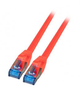 RJ45 Patchkabel S/FTP, Cat.6A, Cat.7, Rohkabel TPE superflex, 0,25m, rot