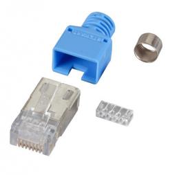 RJ45-Stewart Stecker blau, 10 Stck, 4 Elemente, Cat.5e