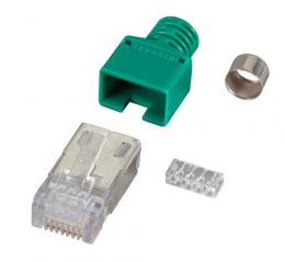 RJ45-Stewart Stecker grn, 100 Stck, 4 Elemente, Cat.5e