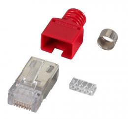 RJ45-Stewart Stecker rot, 100 Stck, 4 Elemente, Cat.5e