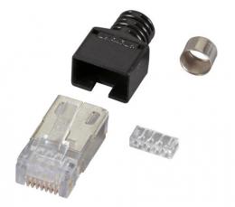 RJ45-Stewart Stecker schwarz, 100 Stck, 4 Elemente, Cat.5e