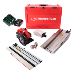Rothenberger PIPECUT mini Akku Universal Säge 18 V 125 mm + 1x Akku 4,0 Ah + Ladegerät + Führungsschiene + Koffer ( 1000003398 )