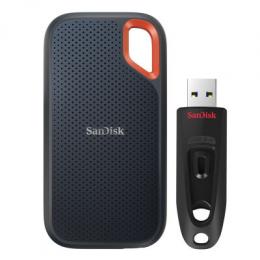 SanDisk Extreme Portable SSD V2 2TB inkl. SanDisk Ultra 32GB Bundle mit Externer Solid-State-Drive und USB-Stick