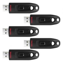 SanDisk Ultra USB-Stick 16GB 5er Pack Slider, bis zu 100 MB/s, USB 3.2 Gen 1x1 (5 Gbit/s)