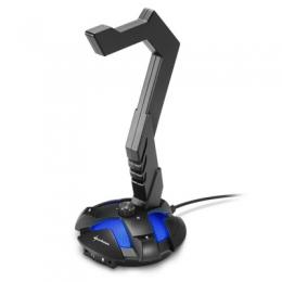 Sharkoon Headset Ständer X-Rest 7.1 mit USB-Soundkarte, Beleuchtung, 7.1 Klang, Mikrofon Boost