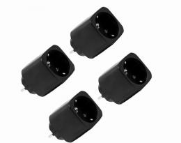 Shelly Plug M Gen3 schwarz 4-pack - kleiner smarter Stecker mit WLAN und Bluetooth-Konnektivität und Leistungsmessung