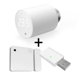 Shelly Starter Kit Heizen Easy 1x Blu TRV (Neu: Zigbee-Unterstützung per Firmware-Update (1.3.2)) · 1x Blu DoorWindow · 1x Blu Gateway