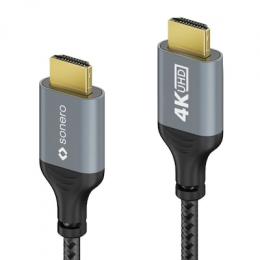 Sonero HDMI auf HDMI Kabel - 4K60 - grau/schwarz - 1,00m