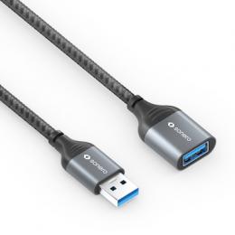 sonero USB 3.0 Kabel - A/A Verlängerung - Aluminium space grey/schwarz - 0,50m