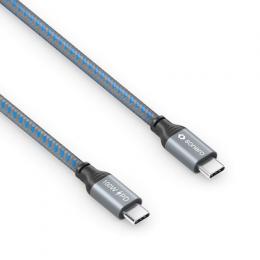 Sonero USB-C auf USB-C Ladekabel - USB 2.0, 100W PD grau/blau - 1,50m