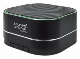 Sound Science Metallic LED Bluetooth-Lautsprecher MANHATTAN Bluetooth 5.0, Mikrofon fr Freisprechfunktion, Bedienelemente, FM-Radio, MicroSD-Kartenslot, schwarz