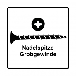 SPAX GIX-B Schnellbauschrauben magaziniert, 3,9x25mm, Nadelspitze, 1000 Stück ( 1891170390256 ) Vollgewinde, Trompetenkopf, Kreuzschlitz H2