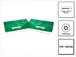 SPAX HI.FORCE Tellerkopf Schraube 6,0 x 40 mm 1000 Stk. ( 5x 0251010600405 ) Torx T-Star Plus T30 Vollgewinde Wirox 4Cut