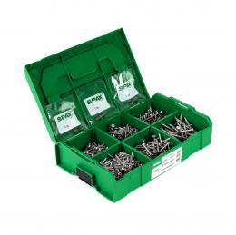 SPAX® Montagekoffer T-STAR Plus Schraubenset 703 tlg. mit 6 Abmessungen WIROX 4CUT, Senkkopf in L-Boxx Mini ( 5000009162019 )