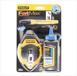 STANLEY FatMax 30 Meter Schlagschnur-Set mit blauer Kreide und Permanent Marker ( 0-47-681 )