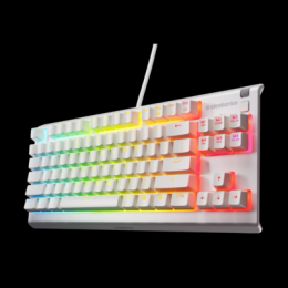 Steelseries Apex 3 TKL White kabelgebundene wasserbeständige, flüsterleise Tastatur mit RGB-Beleuchtung
