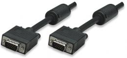 SVGA Monitorkabel mit Ferritkernen MANHATTAN HD15 Stecker auf HD15 Stecker mit Ferritkernen, schwarz, 7,5 m