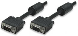 SVGA Verlngerungskabel mit Ferritkernen MANHATTAN HD15 Stecker auf HD15 Buchse mit Ferritkernen, schwarz, 15 m