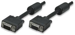 SVGA Verlngerungskabel mit Ferritkernen MANHATTAN HD15 Stecker auf HD15 Buchse mit Ferritkernen, schwarz, 3 m