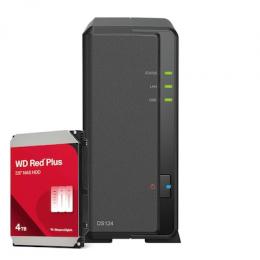 Synology DS124 4TB WD Red Plus NAS-Bundle NAS inkl. 1x 4TB WD Red Plus 3.5 Zoll SATA Festplatte