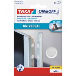 tesa On- & Off-Klettpunkte zum Aufkleben, 8er-Pack (Ø16mm), wei