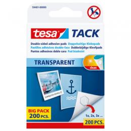 tesa TACK Klebepads, 200 Stck, wiederverwendbar, transparent